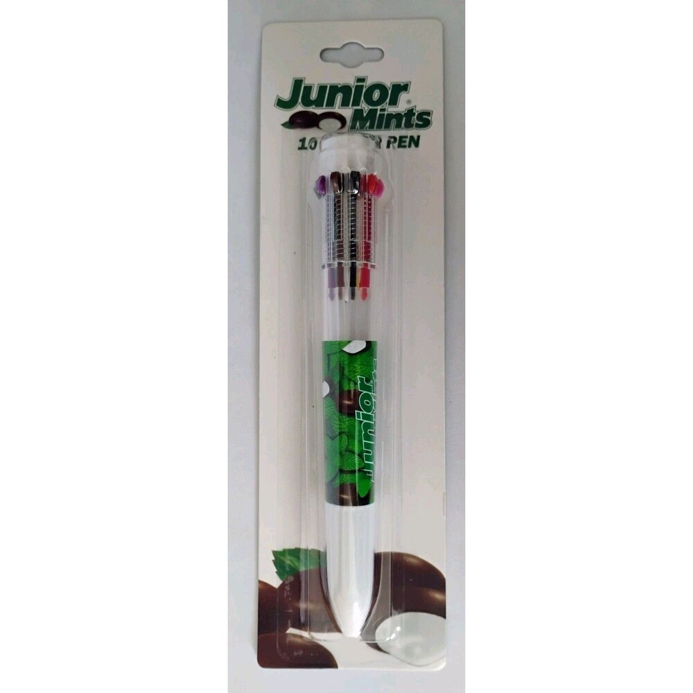 Vtg Junior Mints 10-Color Retractable Novelty Pen New Sealed Candy Collectible